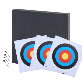 Zielscheibe 80x80x11cm Set mit 3 Auflagen und 4 Scheibennägeln