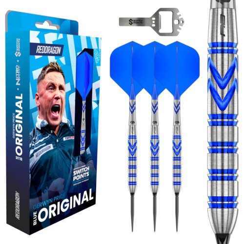 3er Set Steeldarts Red Dragon Gerwyn Price Blue Original Switch Point