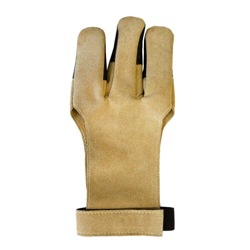 Schießhandschuh weiches Kunstleder mit Lederbesatz beige