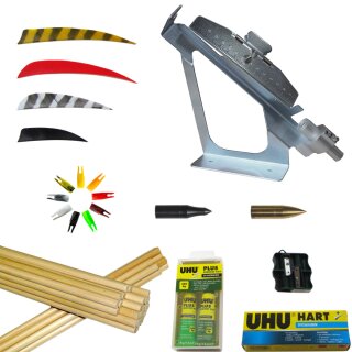 Einsteigerpaket zum Bauen 12 Holzpfeile 5/16 northern Pine 5" Federn