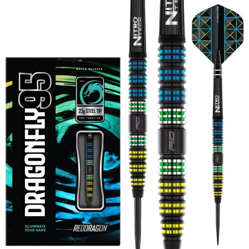 3er Set Steeldarts Red Dragon Dragonfly 95 Black Tapered